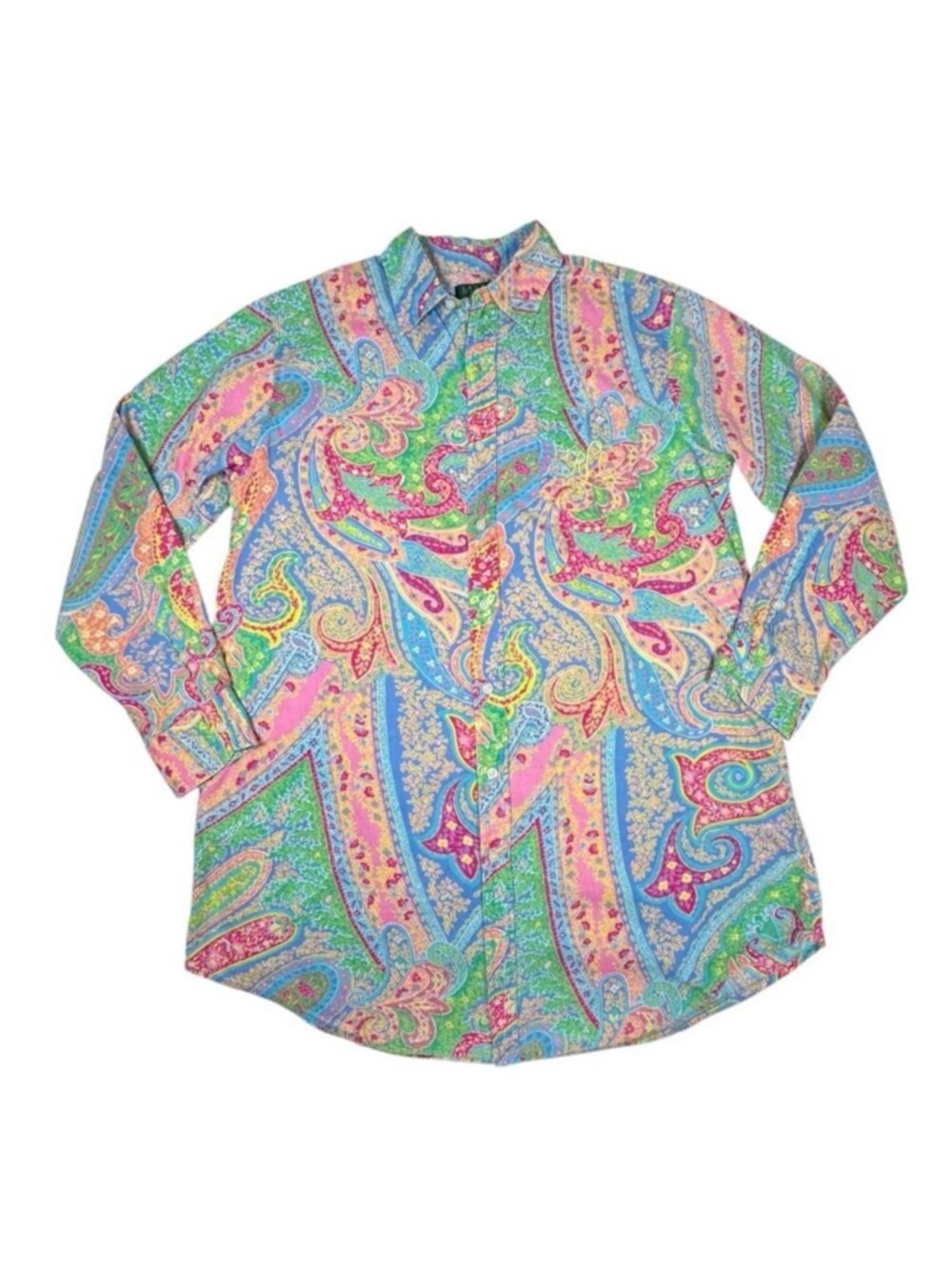 Lauren Ralph Lauren Paisley Printed Shirt Sz S Multi Relaxed Preppy Academia